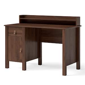 48 in. W Computer Desk Home Office Writing Workstation w/Drawer and Hutch Walnut
