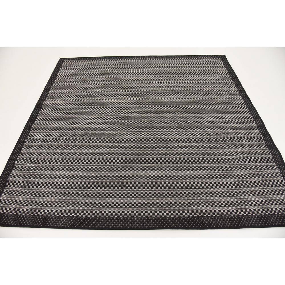 Gray Stripe Synthetic Square Outdoor Rug, 6' x 6'