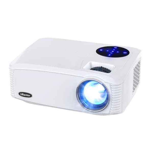 1920 x 1080 Full HD LCD Portable Projector with 20000 Lumens, 450 in. Display, White