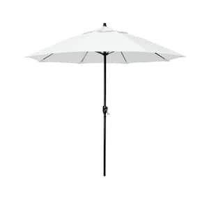 7.5 ft. Bronze Aluminum Market Patio Umbrella with Fiberglass Ribs and Auto Tilt in White Olefin