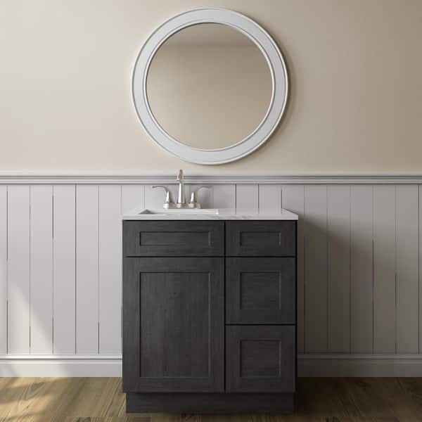 HOMEIBRO 30 in. W x 21 in. D x 34.5 in. H Shaker Charcoal Plywood Ready to Assemble Vanity Base Kitchen Cabinet without Top