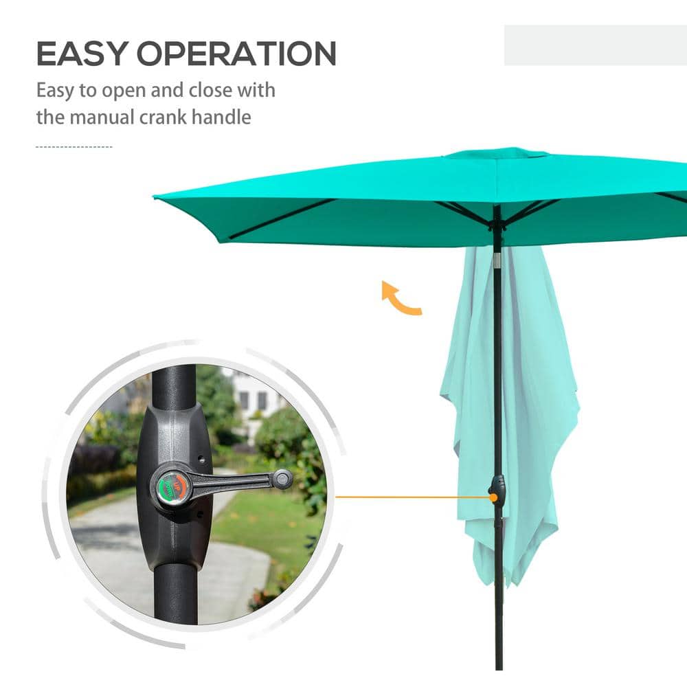 Teal Green Rectangular Market Umbrella with Crank and Tilt