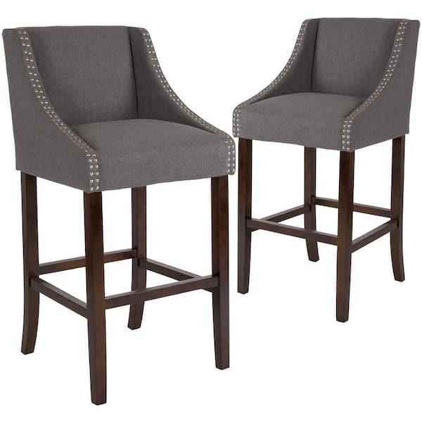 Carnegy Avenue 30 in. Dark Gray Fabric Bar stool (Set of 2)