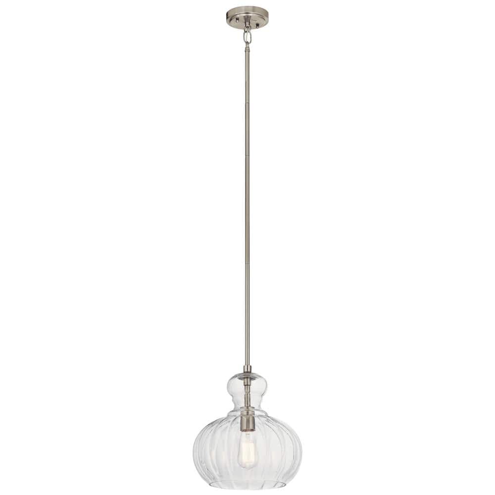 Riviera Vintage-Inspired Clear Glass Globe Pendant with Brushed Nickel Finish