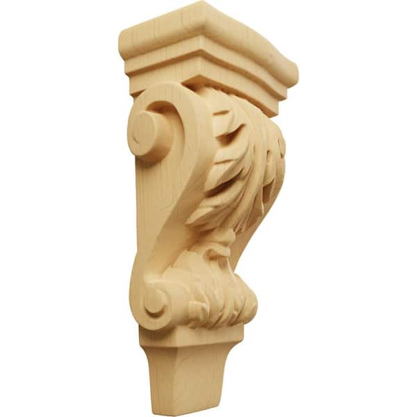 Ekena Millwork 1-3/4 in. x 3 in. x 6 in. Unfinished Wood Alder Extra Small Acanthus Pilaster Wood Corbel