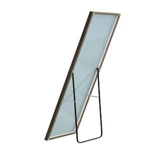 17 in. W x 60 in. H Rectangular Wooden Framed Wall Bathroom Vanity Mirror in Gray