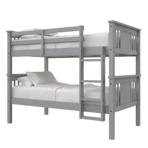 Dylan Gray Twin Over Twin Wood Bunk Bed for Kids
