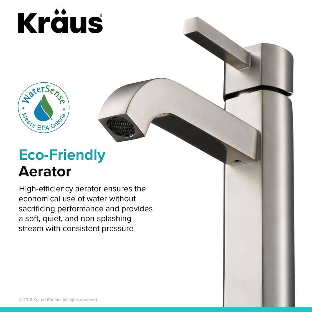 Satin Nickel Tall Vessel Single Hole Bathroom Faucet