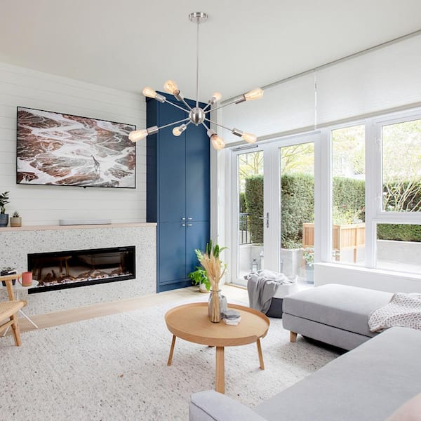 8-Light Nickel Modern Sputnik Chandelier for Living Room with No Bulbs Included