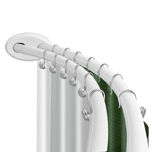 Utopia Alley 72 in. Rustproof Wall Mounted Aluminum Double Curved Shower Curtain Rod, Adjustable from 45 in. to 72 in., White