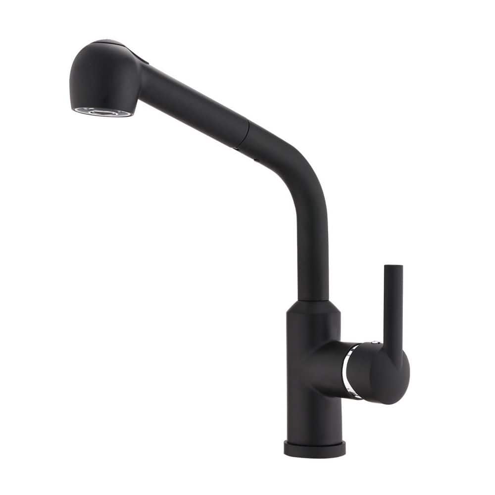 CASAINC Brass Single Handle Pull Out Kitchen Faucet in Matte Black CAYW0MBA18 The Home Depot