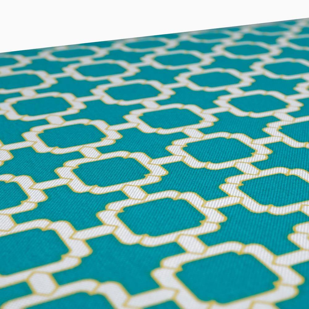 Teal and White Geometric Outdoor Lumbar Pillow Set