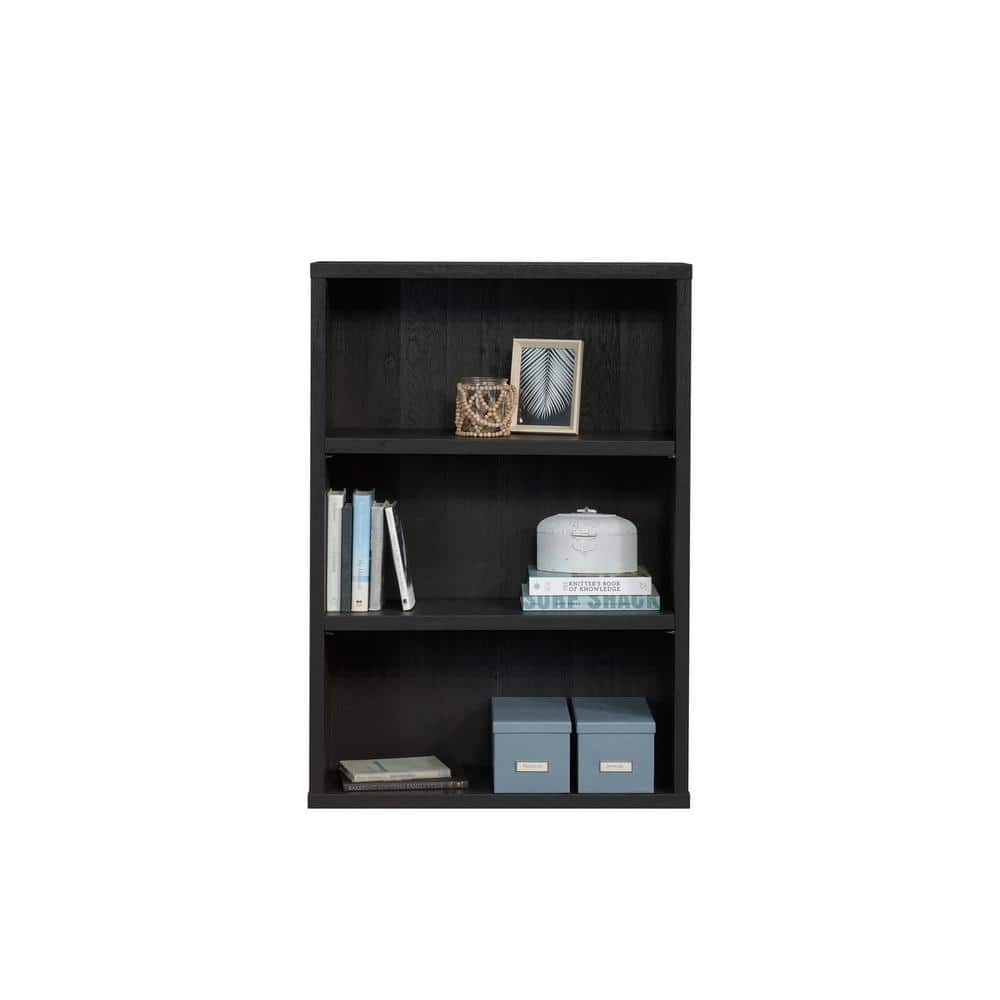 Raven Oak Adjustable 3-Shelf Black Bookcase
