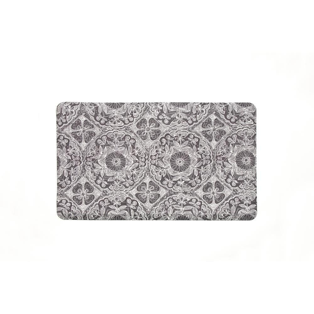 Gray Floral Mandala Anti-Fatigue Comfort Mat 32" x 20"