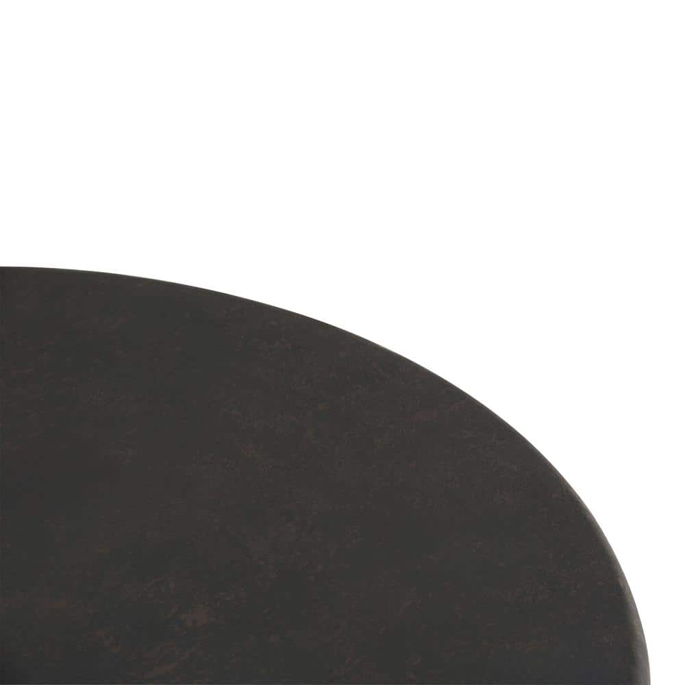 Rustic Bronze 33" Round Iron Coffee Table with Antique Finish & Storage