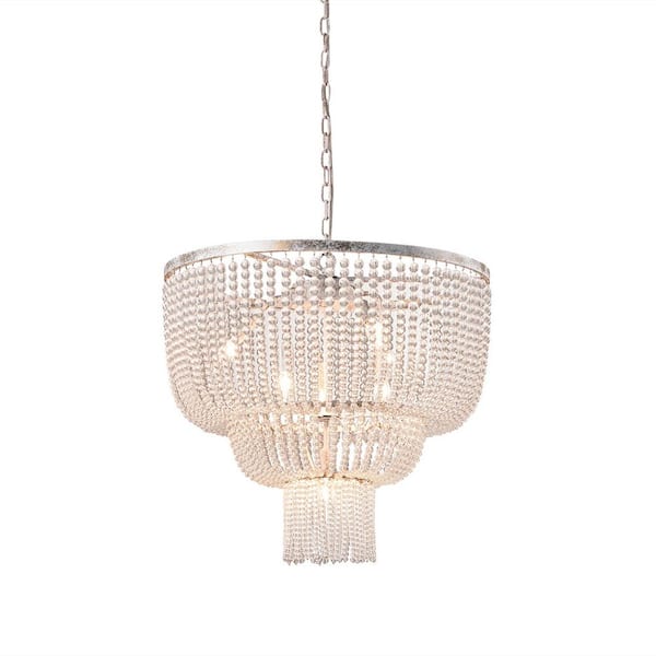 Maxax Cheyenne 7-Light Silver/Gold Chandelier with Crystal Shade