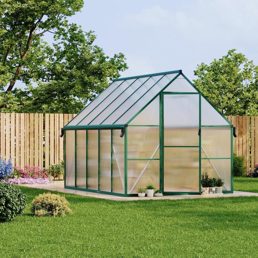 8x10 FT Outdoor Greenhouse, Aluminum Frame, PC Panels, UV Protection, Roof Vent, Green price history on PriceWatchPro