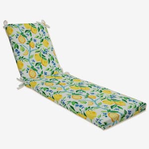 23 x 30 Outdoor Chaise Lounge Cushion in Yellow/Blue Lemon Tree
