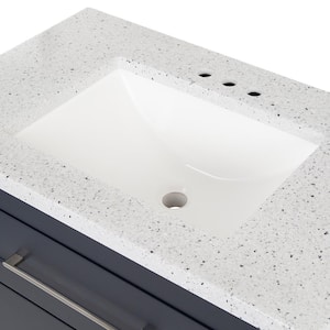 Clady 30.5 in. W x 18.75 in. D Bath Vanity in Deep Blue with Cultured Marble Vanity Top in Silver Ash with White Sink