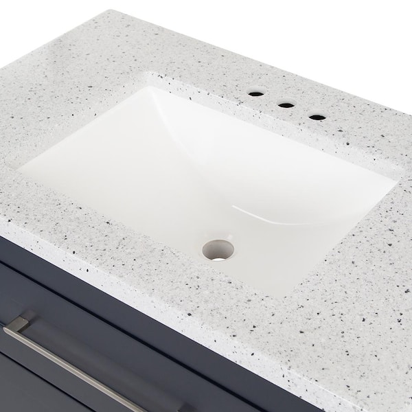 Clady 31 in. Single Sink Deep Blue Bath Vanity with Silver Ash Cultured Marble Top (Assembled)