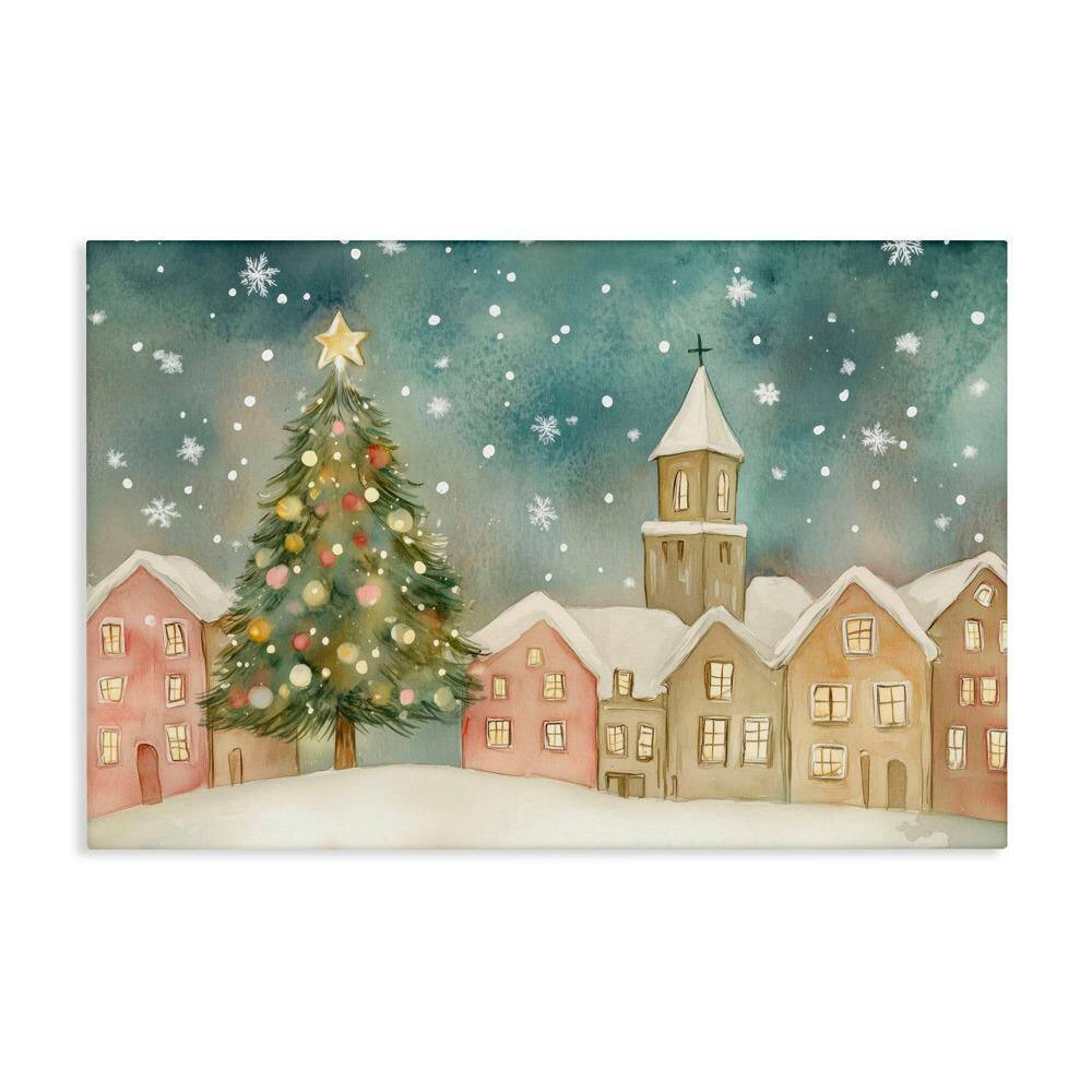 Christmas Village Snowfall by LSR Design Studio Unframed Graphic Art Print Abstract 20 in. x 30 in. price history on PriceWatchPro