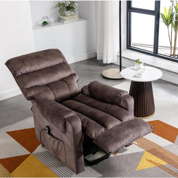 Bestier 32 in. W Brown Microfiber Power Lift Recliner Chair with Pocket and Remote Control