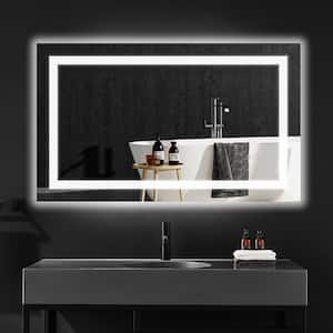 Modern 40 in. W x 24 in. H Small Rectangular Frameless Anti-Fog Wall Mounted Bathroom Vanity Mirror in Silver