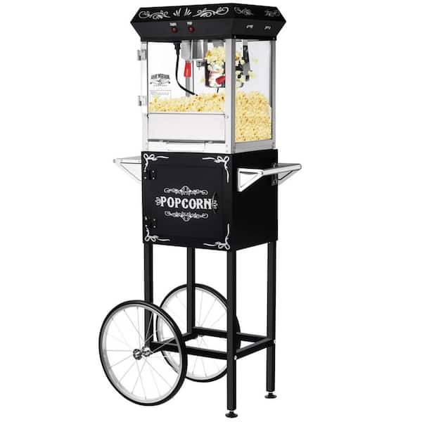 GREAT NORTHERN Foundation Popcorn Machine with Cart- Popper Makes 2 Gallons- 6-Ounce Kettle, Old Maids Drawer, Warming Tray & Scoop