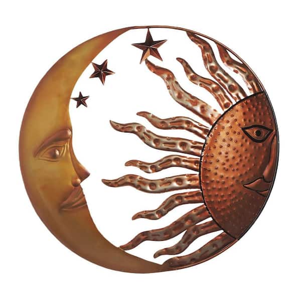 Benjara Celestial Metal Sun Moon Wall Decor BM05395 - The Home Depot