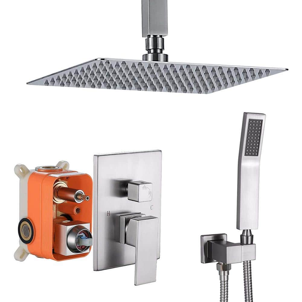 4-Spray Patterns with 2.5 GPM 7.87 in. H Tub Wall Mount Dual Shower Heads i