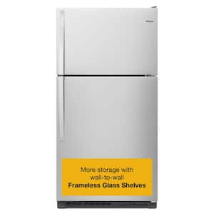 33 in. 20.5 cu. ft. Wide Top Freezer Refrigerator in Monochromatic Stainless Steel with Frameless Glass Shelves