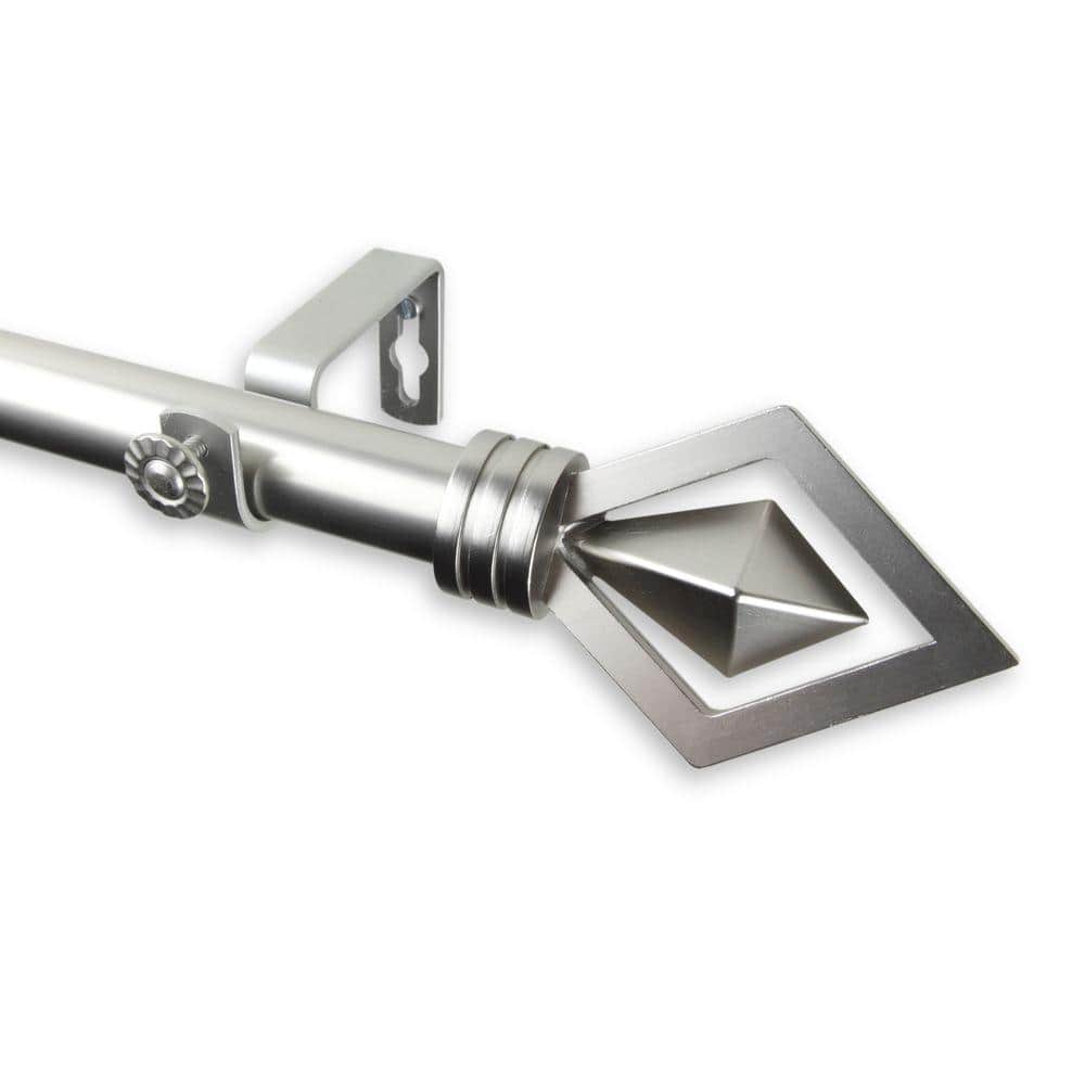 120 in. - 170 in. Telescoping 1 in. Single Curtain Rod Kit in Satin Nickel with Lenore Finial price history on PriceWatchPro