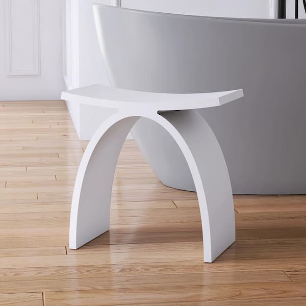 16.7 in. Solid Surface Shower Stool in White