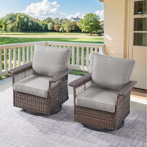 StLouis 2-Person Brown Wicker Outdoor Glider with Gray Cushions