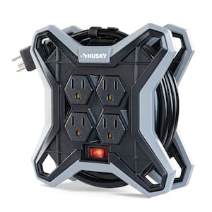 15 ft. Extension Cord Reel with 4 Outlets, Black