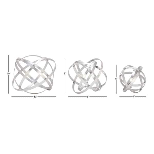 Silver Metal Geometric Sculpture (Set of 3)