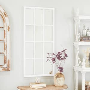 48 in. x 22 in. Window Pane Inspired Rectangle Framed White Wall Mirror