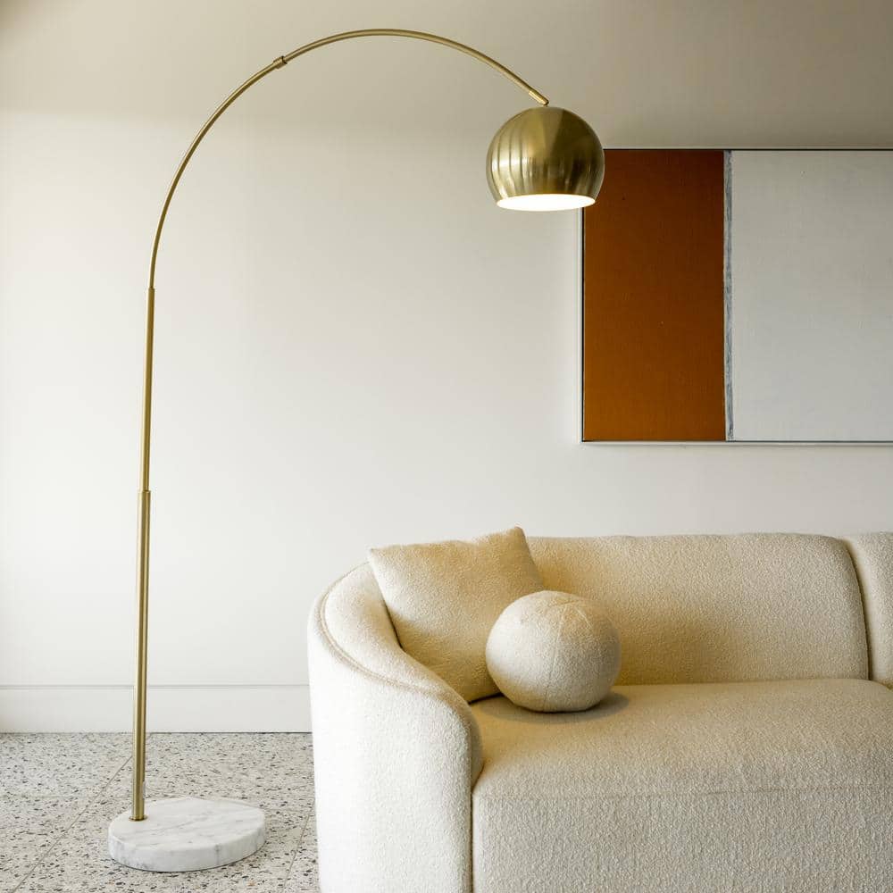 Adjustable Brass Arc Floor Lamp with Marble Base