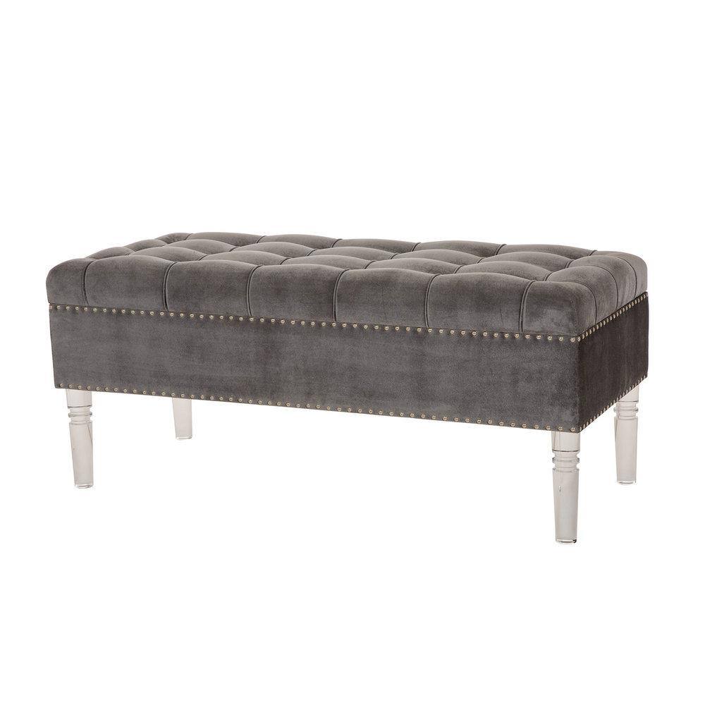 velvet storage bench for bedroom