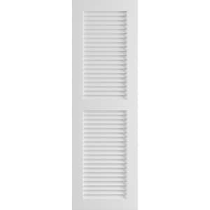 12" x 27" True Fit PVC Two Equal Louver Shutters, Unfinished (Per Pair)