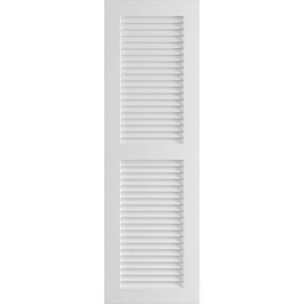 Ekena Millwork 12" x 40" True Fit PVC Two Equal Louver Shutters, Unfinished (Per Pair)