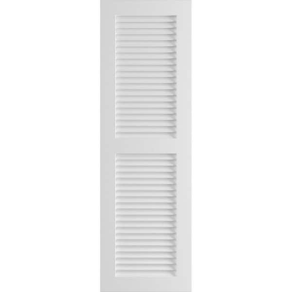 Ekena Millwork 12" x 43" True Fit PVC Two Equal Louver Shutters, Unfinished (Per Pair)