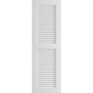 15" x 47" True Fit PVC Two Equal Louver Shutters, Unfinished (Per Pair)