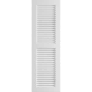 18'' x 52'' True Fit PVC Two Equal Louver Shutters, Unfinished (Per Pair)