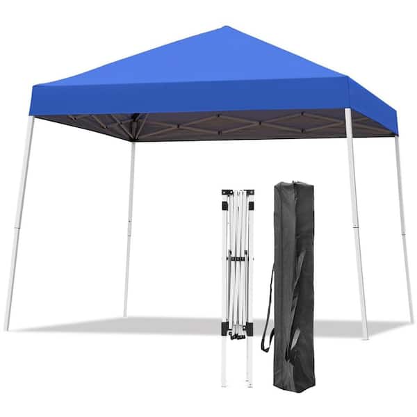 10 ft. x 10 ft. Blue Pop-Up Canopy, Outdoor Instant Tent, Portable Gazebo with 8 ft. Square Canopy Cover, Carrying Bag