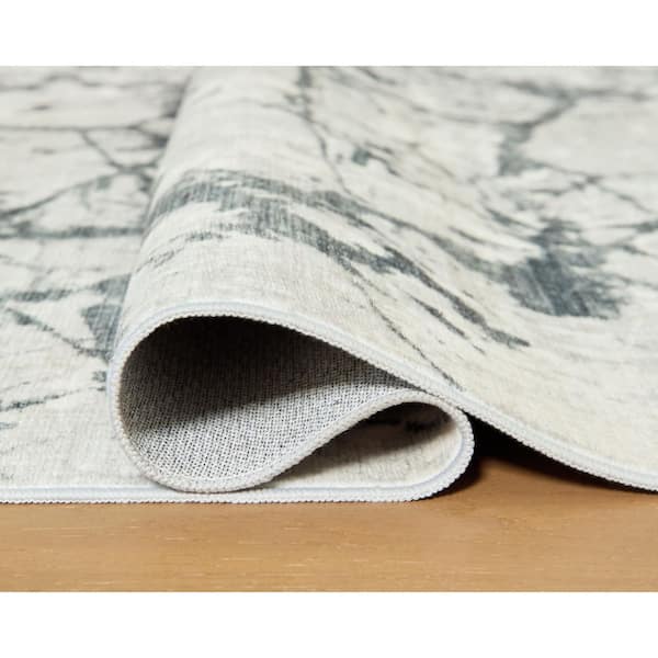 Tobinbury 5 ft. x 7 ft. Beige/Light Gray Abstract Washable Area Rug