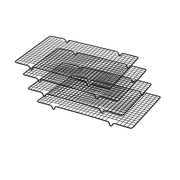 Black 16 in. x 10 in. Wire Cooking Rack, Baking Rack, Nonstick Cooling Rack (4-Pack)