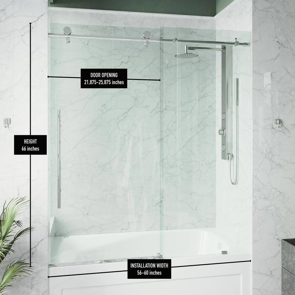 Elan E-Class Chrome Frameless Sliding Tub Door with Clear Glass