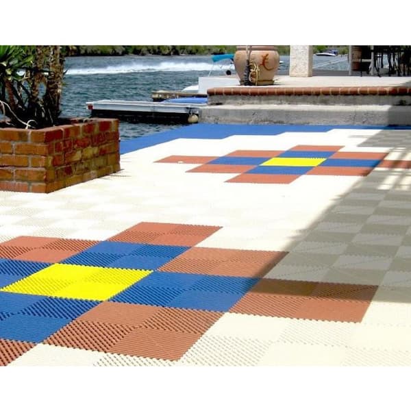 Ribtrax Smooth Home 12 in. W x 12 in. L Artic White Polypropylene Tile Flooring (10-Pack)