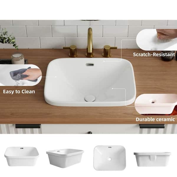 Los Flexi 19 in. x 15 in. Semi Recessed Bathroom Sink Rectangular